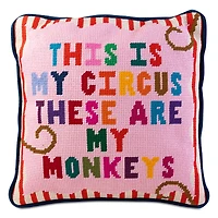 Furbish Studio My Circus, My Monkeys Needlepoint Decorative Pillow