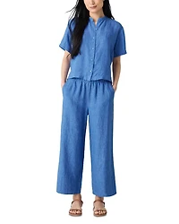 Washed Linen Délavé Wide Leg Pants