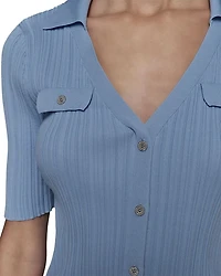 KARL LAGERFELD PARIS Collared Rib Sweater Top