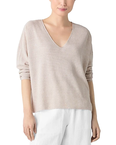Eileen Fisher Linen Cotton V Neck Sweater