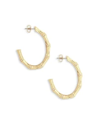 Pavé Bamboo Single Hoop Earring in 18K Gold Plated