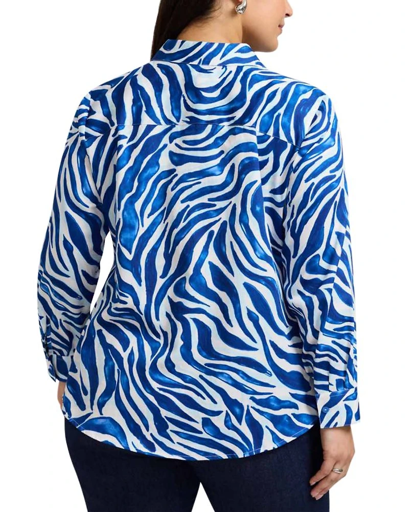 Zoey Long Sleeved Tonal Zebra Shirt