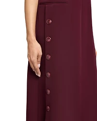 SERAFINA Short Sleeve Midi Shift Dress with Side Skirt Buttons Fluid Techno Crepe