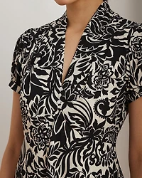 Floral Crepe Short Sleeve Dress