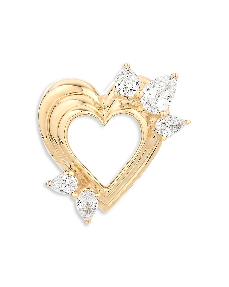 Adina Reyter 14K Yellow Gold Lab Grown Diamond Pear Cut Groovy Heart Big Bead Pendant