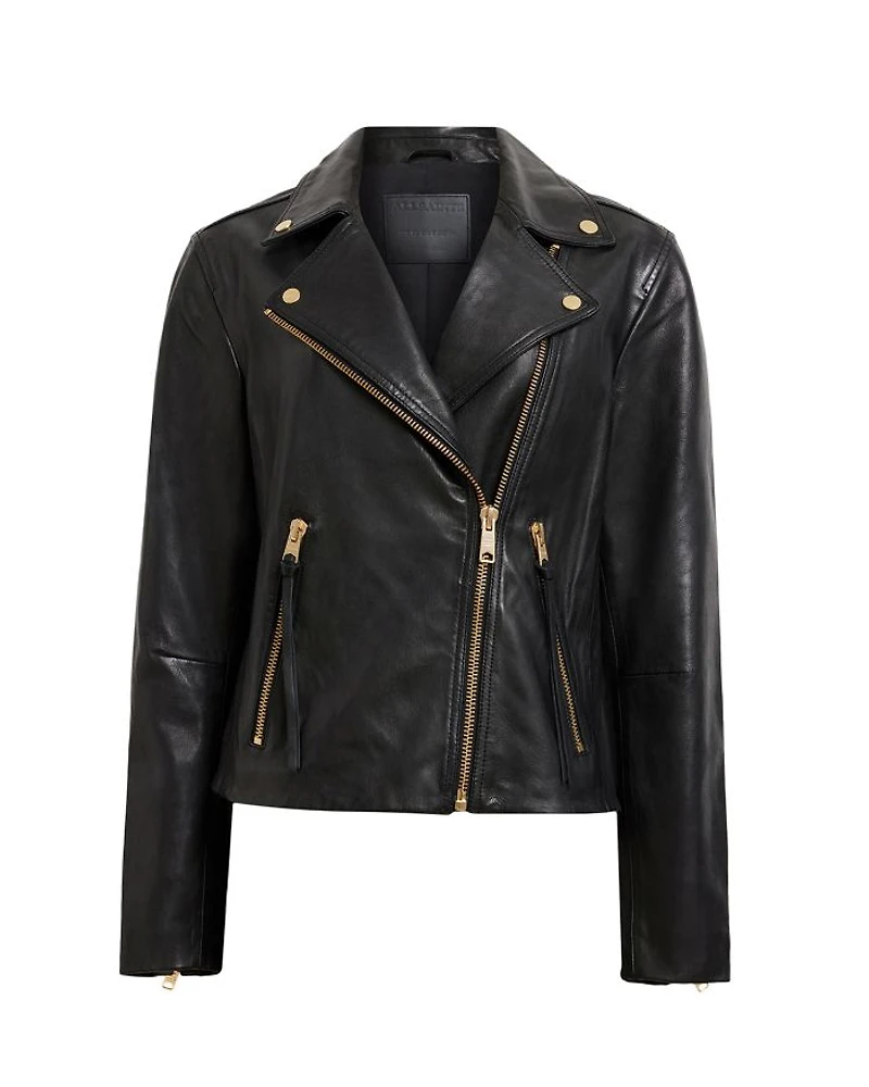 Dalby Slim Fit Leather Biker Jacket