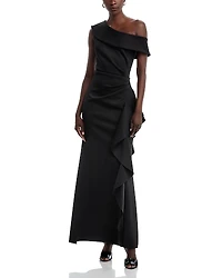 Aqua One Shoulder Ruffled Dress