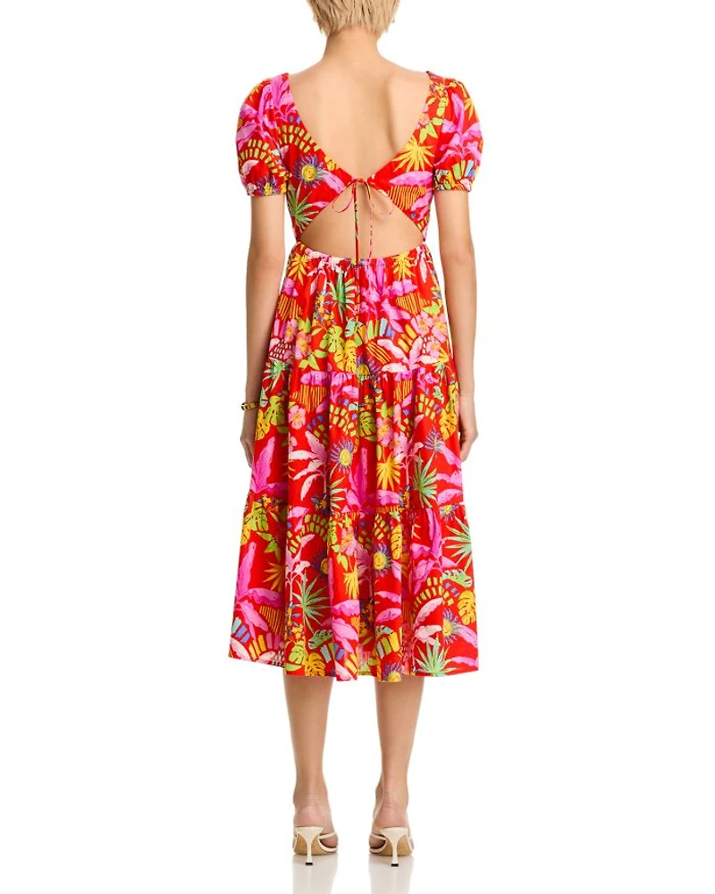 Floral Cutout Tie-Back Midi Dress - Exclusive