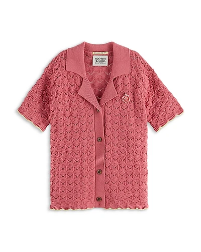 Scotch & Soda Girls' Scalloped Knitted Shirt - Little Kid, Big Kid