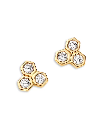 Bloomingdale's Fine Collection Diamond Hexagon Trio Bezel Stud Earrings
