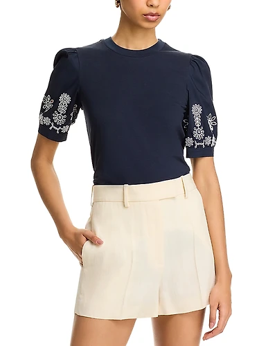 Cinq a Sept Embroidered Mazie Eyelet Corianna Top
