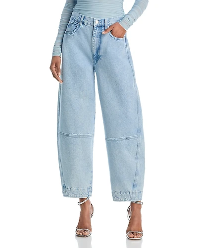 Frame The Twisted High Rise Wide Leg Ankle Jeans