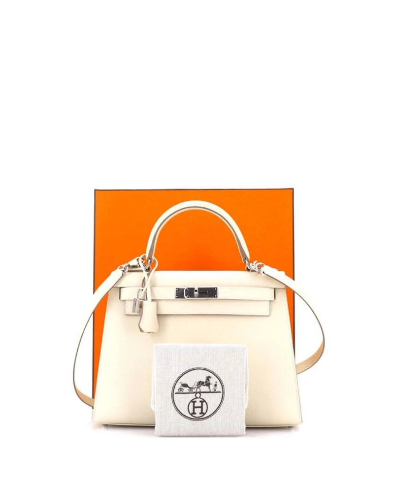 Kelly 28 Handbag Light Epsom with Palladium Hardware