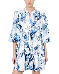Junia Embroidered Collar Tiered Tunic Mini Dress