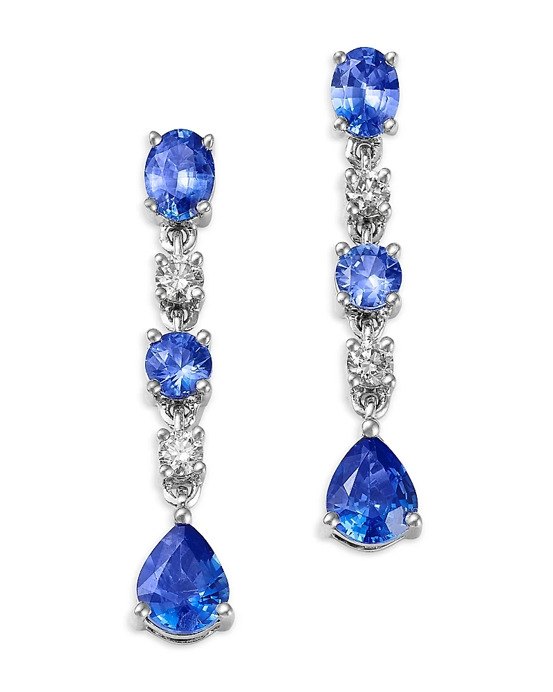 Bloomingdale's Fine Collection Sapphire & Diamond Linear Drop Earrings