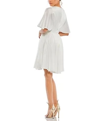 Satin Flowy Cape Sleeve Mini Dress