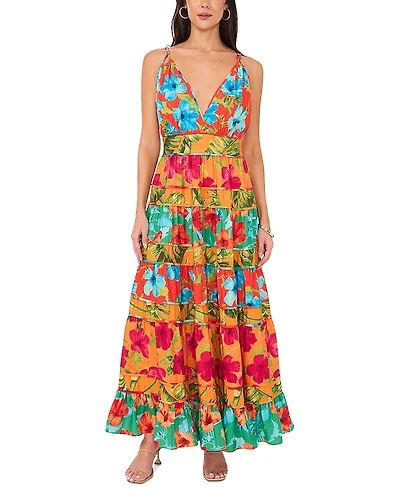 Vince Camuto Printed Tiered Maxi Dress