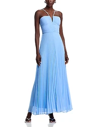 Aqua V Neck Chiffon Dress - Exclusive