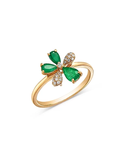 Bloomingdale's Fine Collection Emerald & Diamond Flower Ring