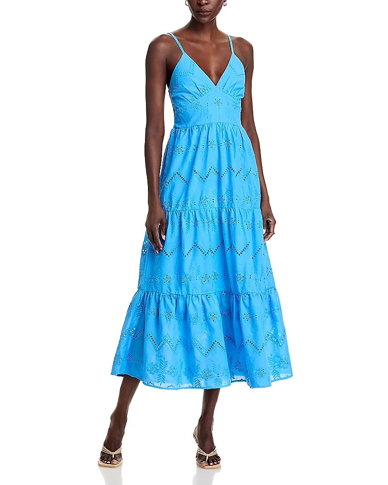 Aqua Eyelet Maxi Dress - Exclusive