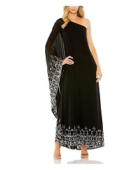 One Shoulder Embellished Trapeze Gown