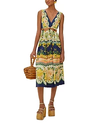 Farm Rio Amazon Garden Cream Cut Out Midi Dress