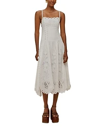 Off White Richilieu Eyelet Midi Dress