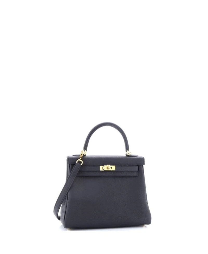 Kelly 25 Handbag Black Togo with Gold Hardware
