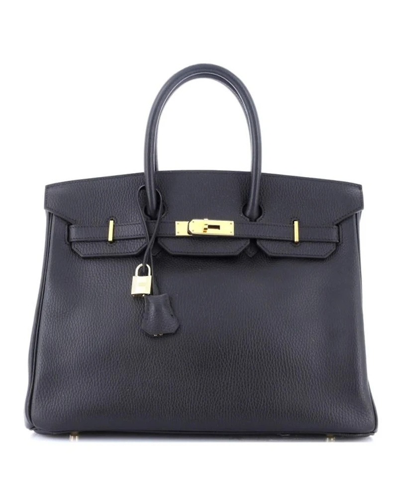 Birkin 35 Handbag Black Ardennes with Gold Hardware