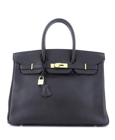 Birkin 35 Handbag Black Ardennes with Gold Hardware