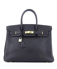 Birkin 35 Handbag Black Ardennes with Gold Hardware