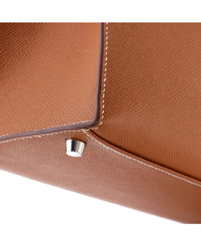Kelly 28 Handbag Brown Epsom with Palladium Hardware