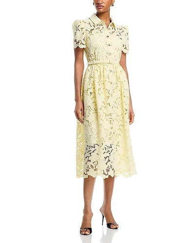 Self-Portrait Lace Collared Midi Dress