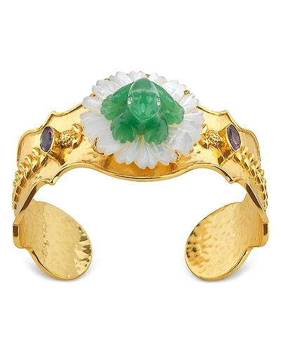 Capucine De Wulf Villandry Mixed Stone Frog On Flower Cuff Bracelet