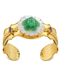 Capucine De Wulf Villandry Mixed Stone Frog On Flower Cuff Bracelet