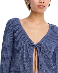 V Neck Tie Front Cardigan