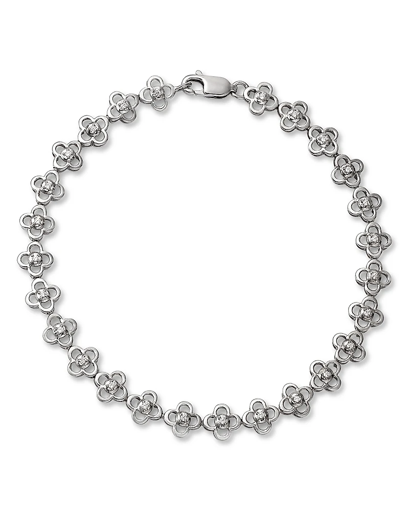 Bloomingdale's Fine Collection Diamond Flower Open Link Bracelet