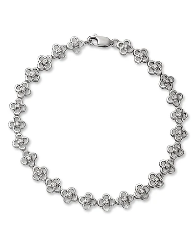 Bloomingdale's Fine Collection Diamond Flower Open Link Bracelet