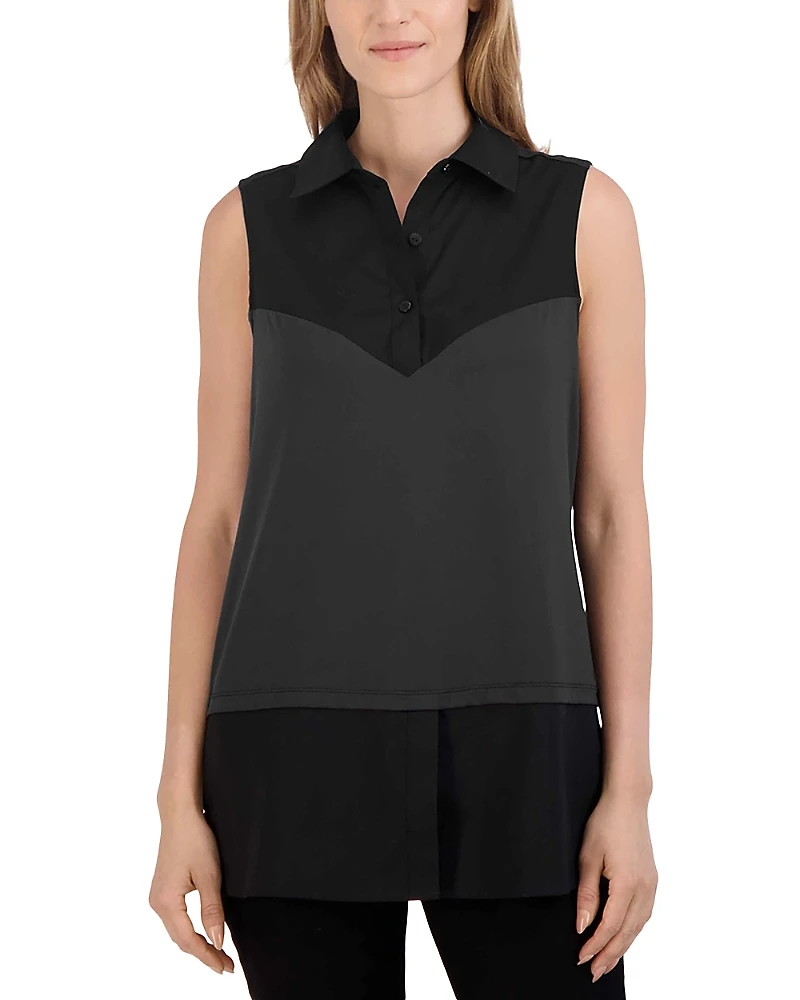 Foxcroft Sasha Mixed Media Top