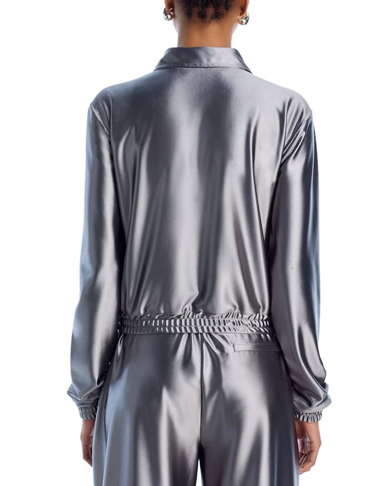Metallic Zip Front Track Jacket