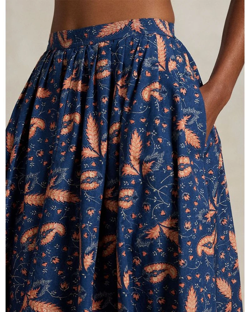 Floral Cotton Poplin A-Line Skirt