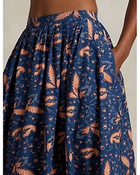 Floral Cotton Poplin A-Line Skirt