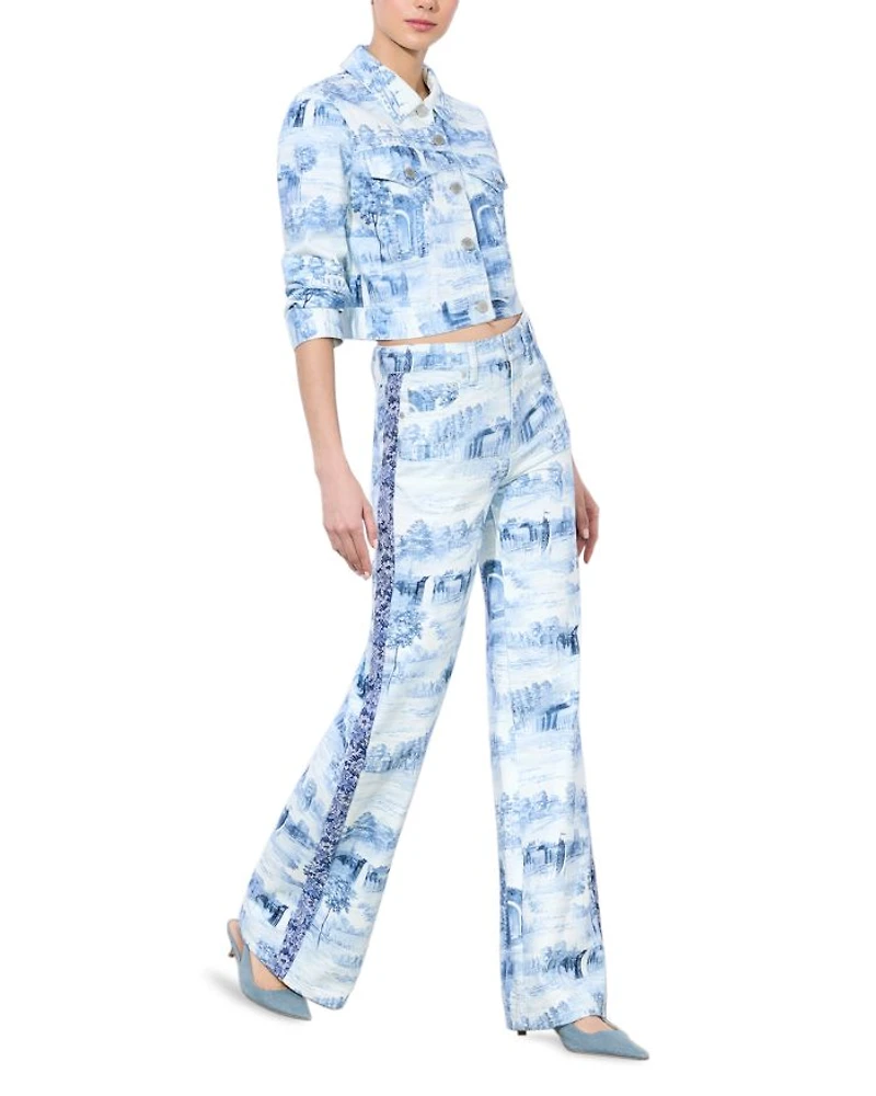 Weezy Printed High Rise Wide Leg Jeans Chateau