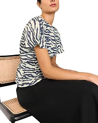 Feathered Tiger Shirred Blouse