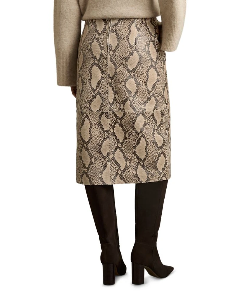 Missa Snake Leather Pencil Skirt