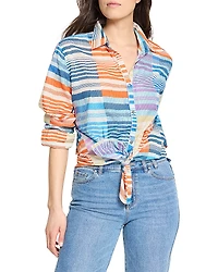 Nic+Zoe Sunset Stripe Boyfriend Shirt