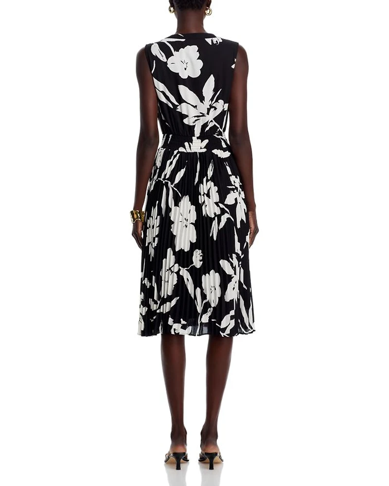 Split Neck Floral Print Dress