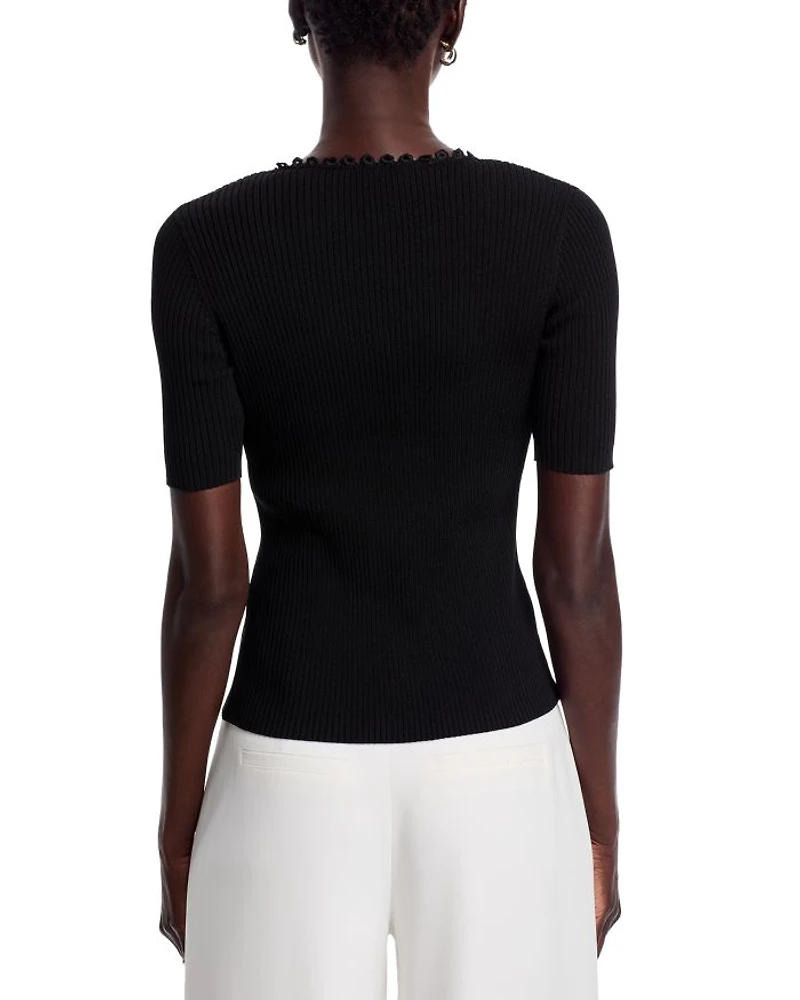 Rib Knit Button Front Sweater