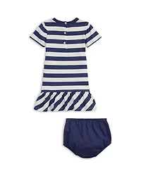 Girls' Striped Polo Bear Cotton Dress & Bloomer - Baby