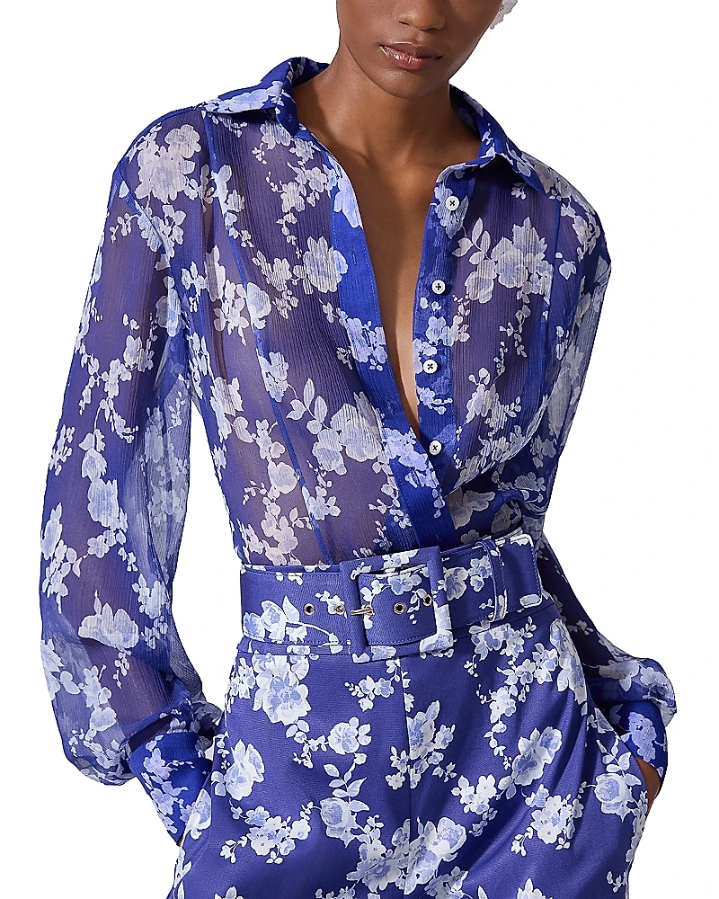 Carolina Herrera Floral Print Silk Blouse